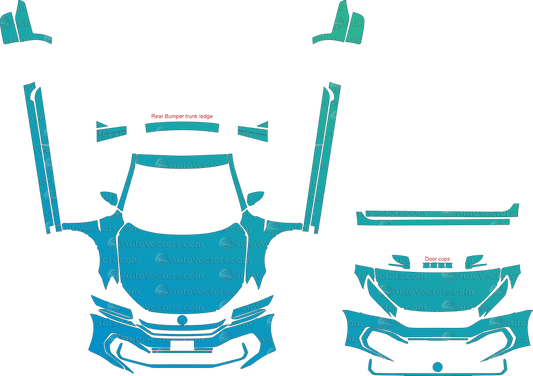 Volkswagen Passat R - Line (2020 - 2022) Sedan pre-cut PPF vector template download