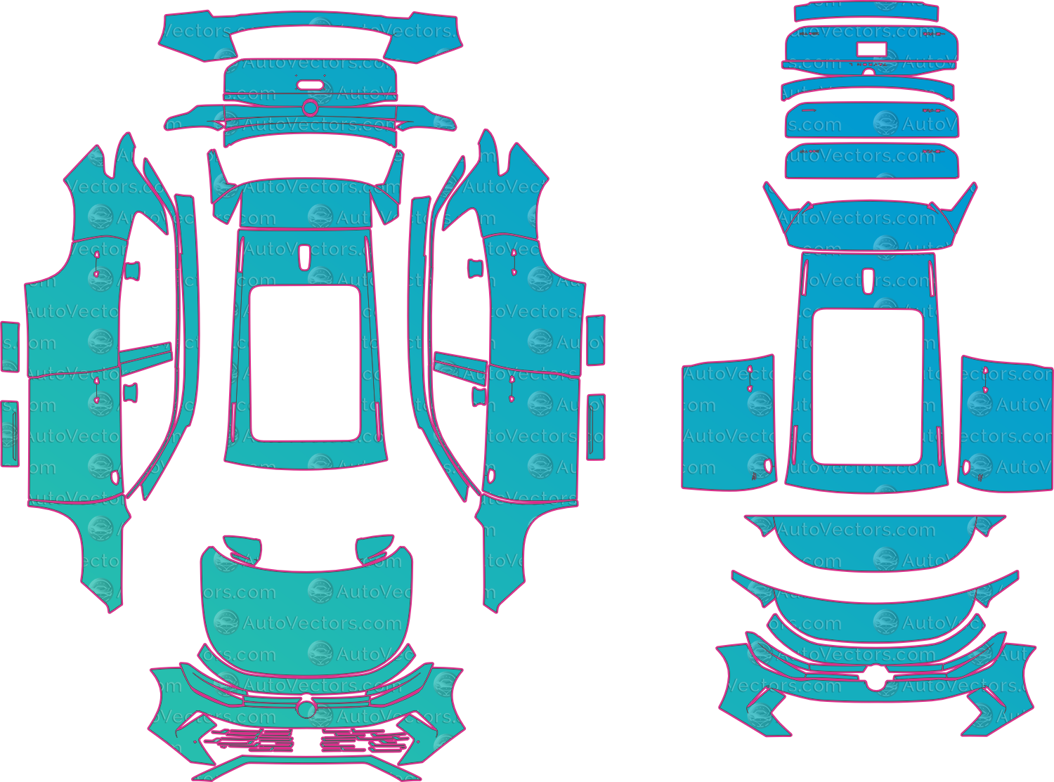 Volkswagen Tayron Base (From 2025) SUV – pre-cut PPF pattern templates, instant digital download vector cut files (CDR, AI, PDF, SVG)
