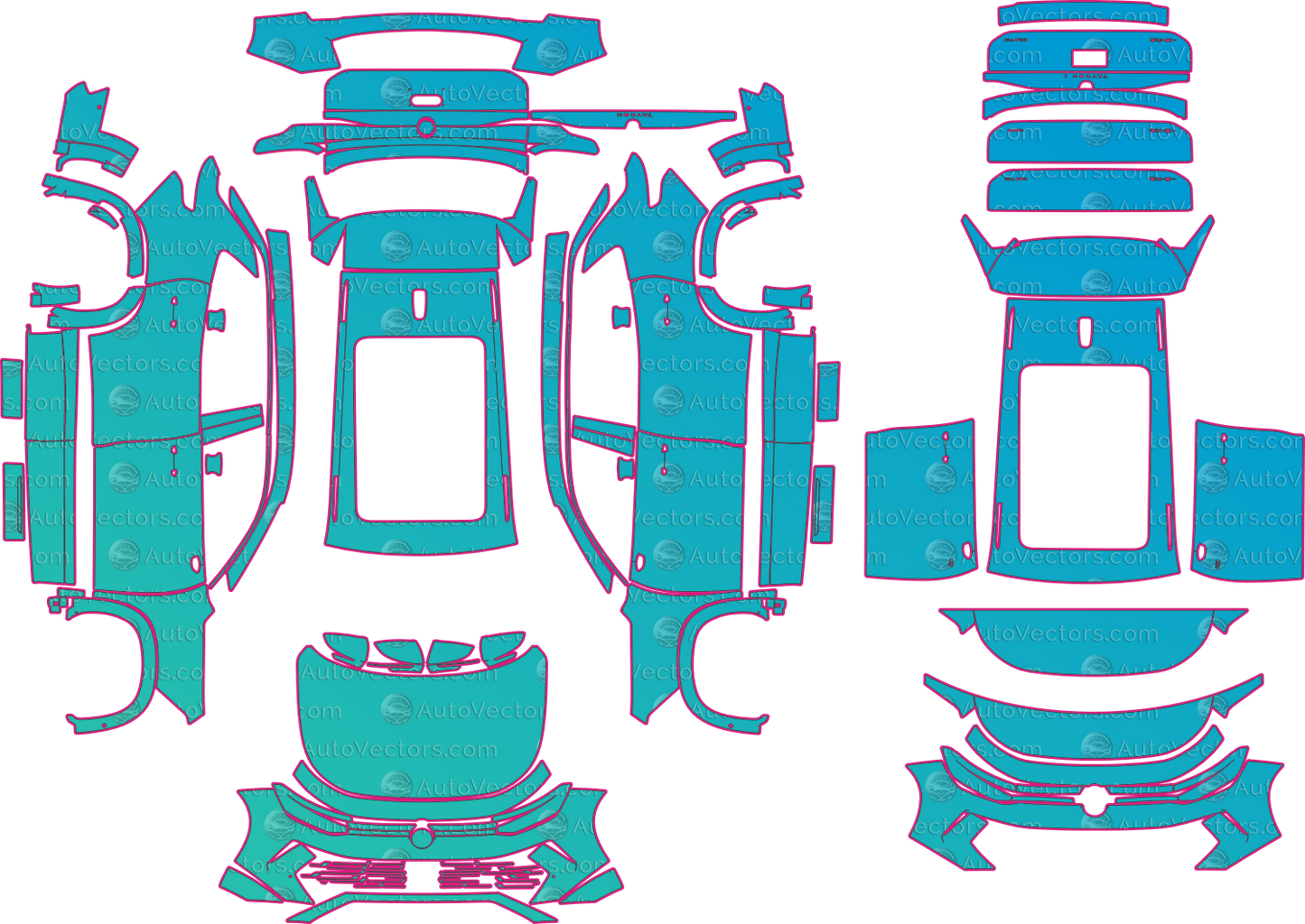 Volkswagen Tayron Elegance (From 2025) SUV – pre-cut PPF pattern templates, instant digital download vector cut files (CDR, AI, PDF, SVG)