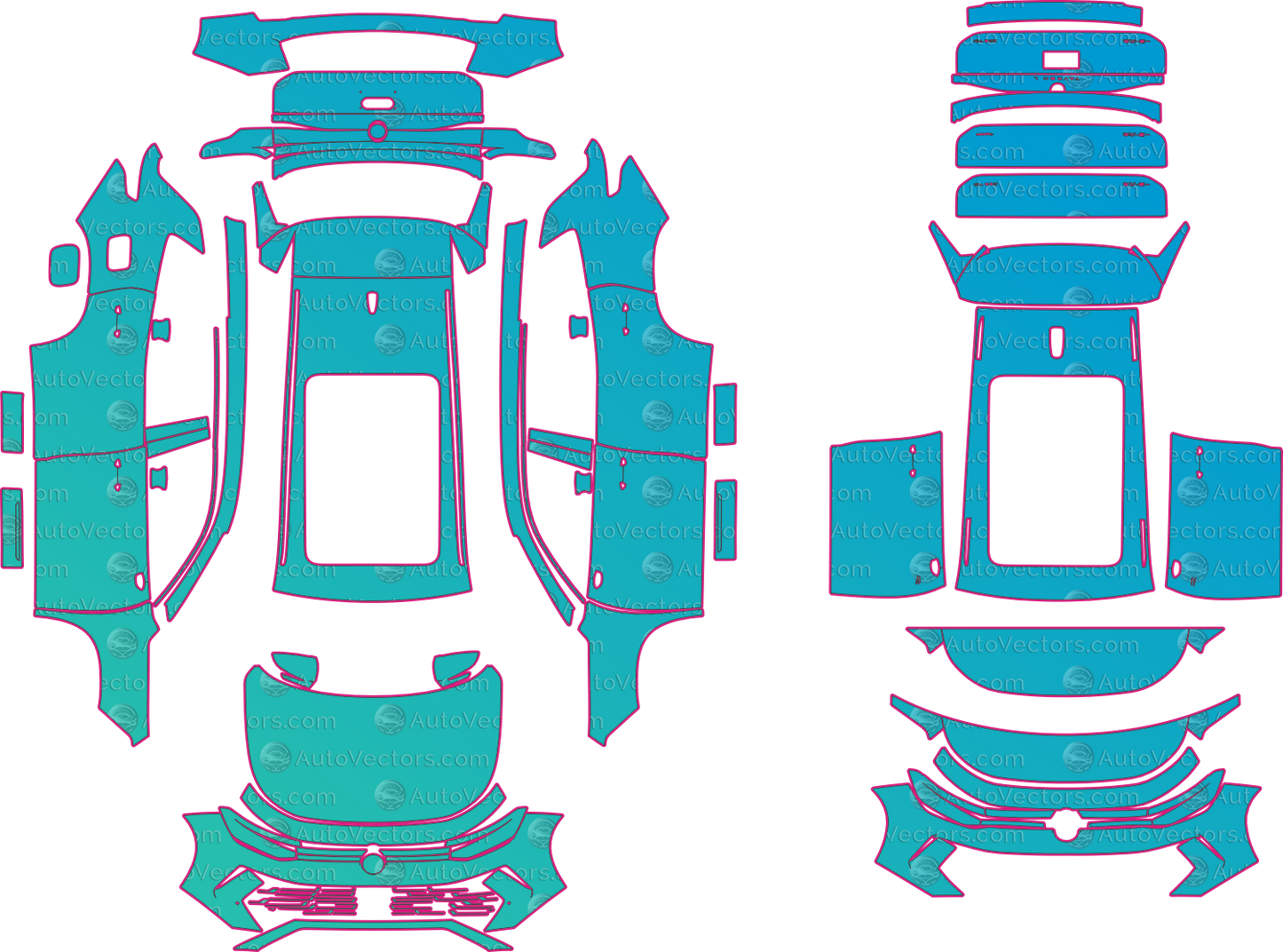 Volkswagen Tayron L DN1 Base (From 2025) SUV – pre-cut PPF pattern templates, instant digital download vector cut files (CDR, AI, PDF, SVG)