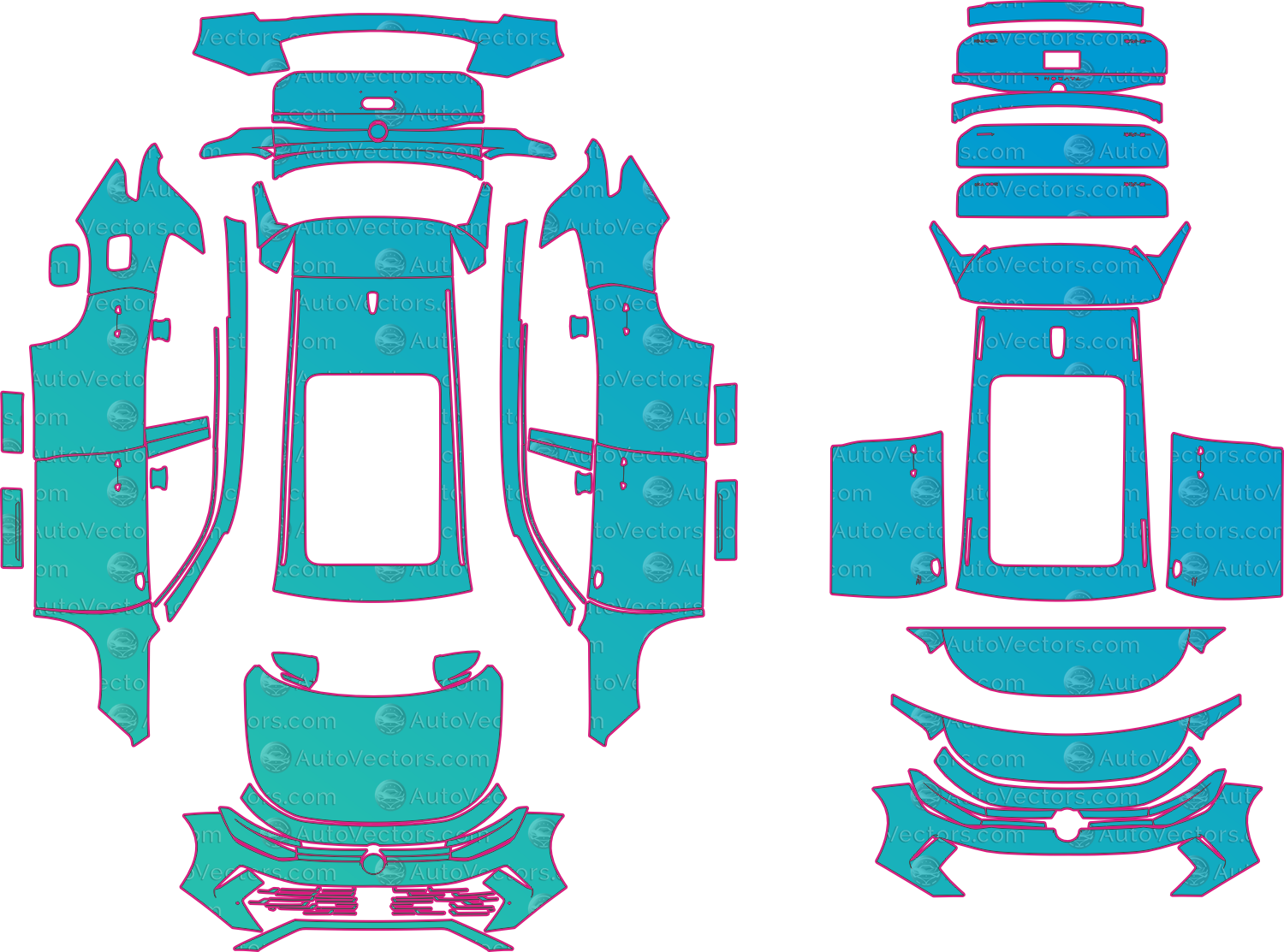Volkswagen Tayron L DN1 Base (From 2025) SUV – pre-cut PPF pattern templates, instant digital download vector cut files (CDR, AI, PDF, SVG)