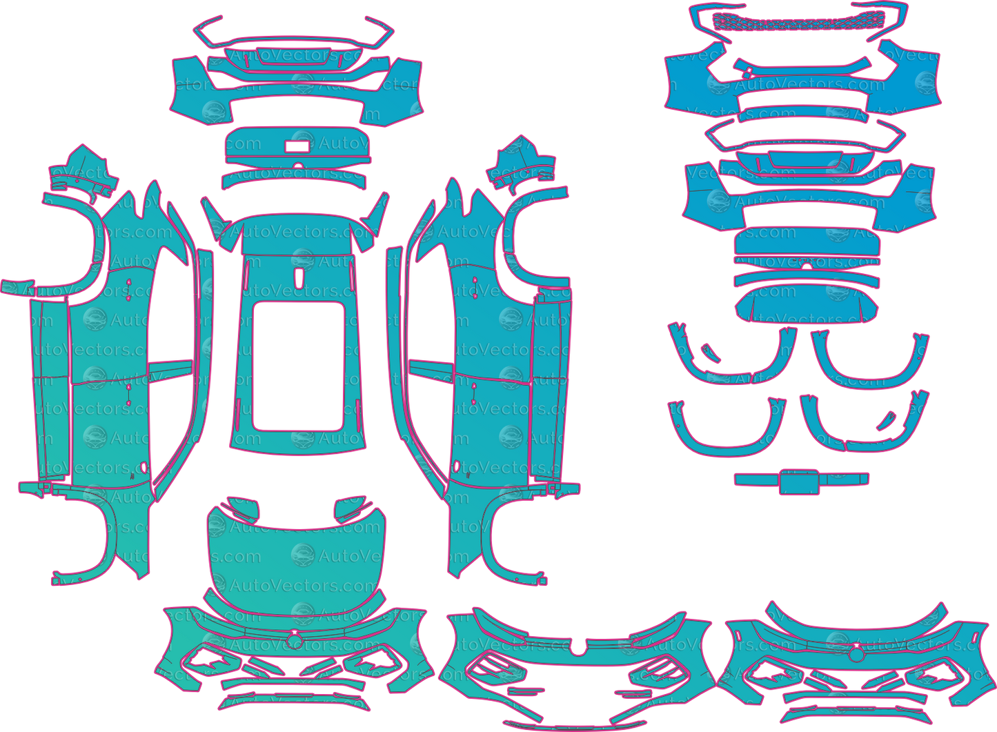 Volkswagen Tayron R-Line (From 2025) SUV – pre-cut PPF pattern templates, instant digital download vector cut files (CDR, AI, PDF, SVG)
