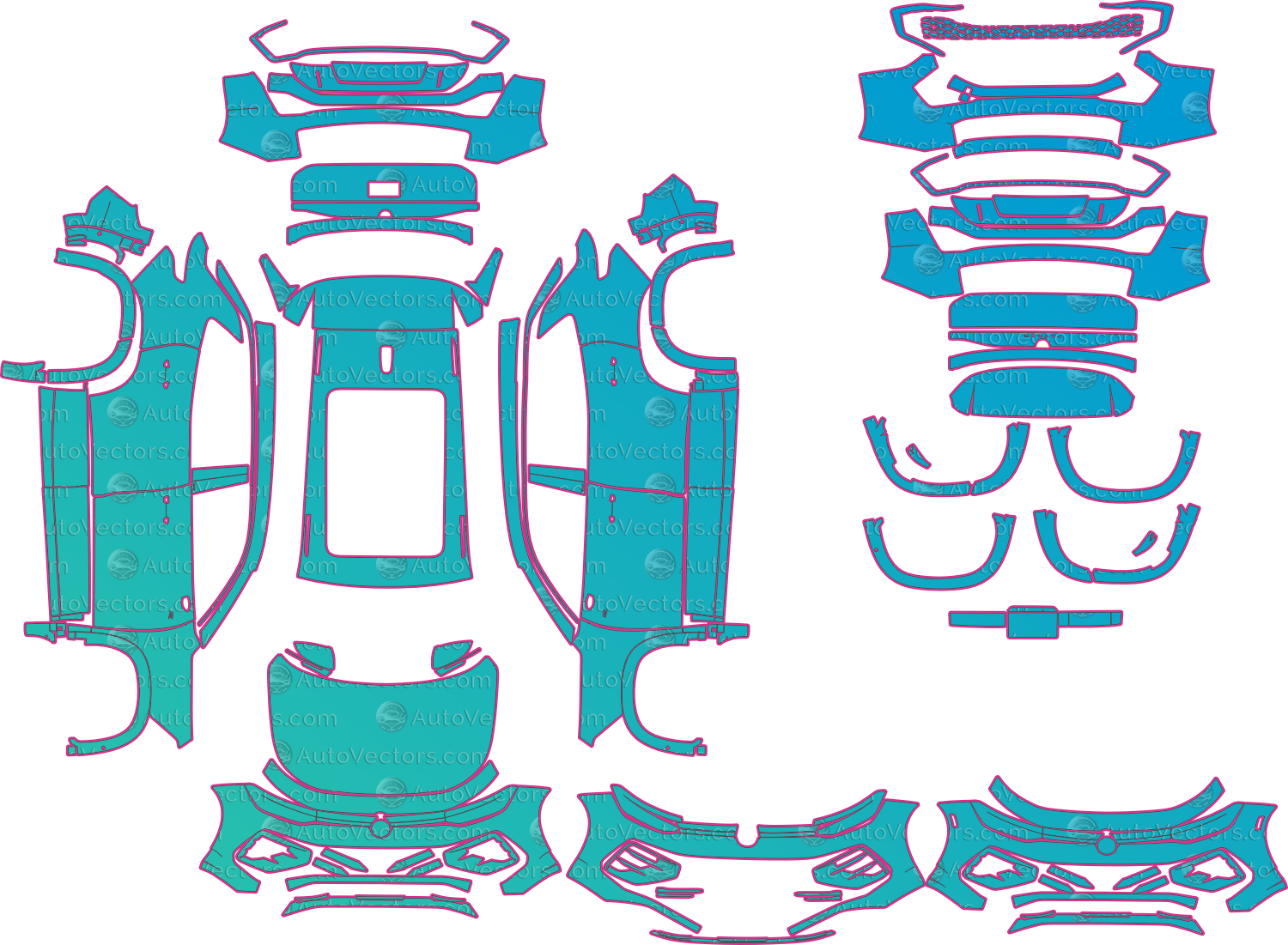 Volkswagen Tayron R-Line (From 2025) SUV – pre-cut PPF pattern templates, instant digital download vector cut files (CDR, AI, PDF, SVG)