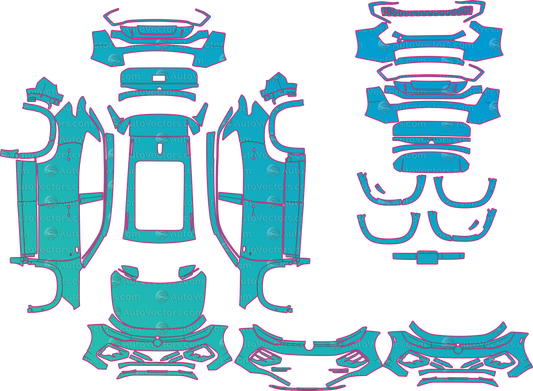Volkswagen Tayron R-Line (From 2025) SUV – pre-cut PPF pattern templates, instant digital download vector cut files (CDR, AI, PDF, SVG)