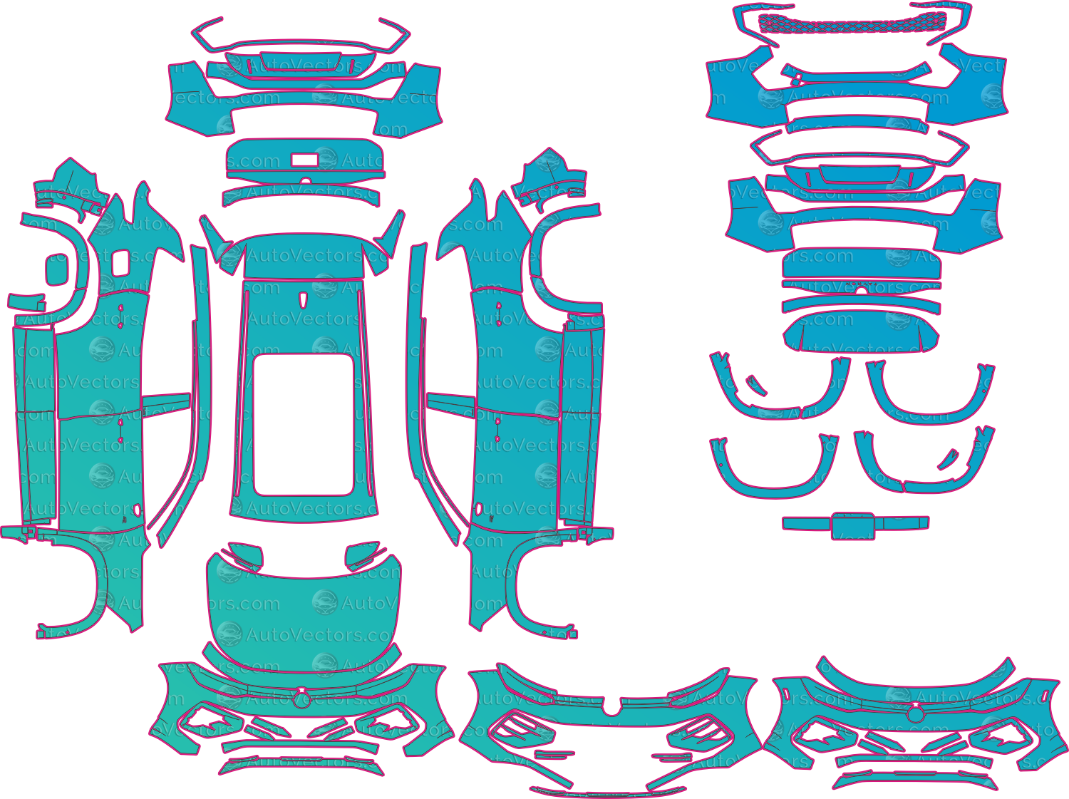 Volkswagen Tayron R-Line L (From 2025) SUV – pre-cut PPF pattern templates, instant digital download vector cut files (CDR, AI, PDF, SVG)