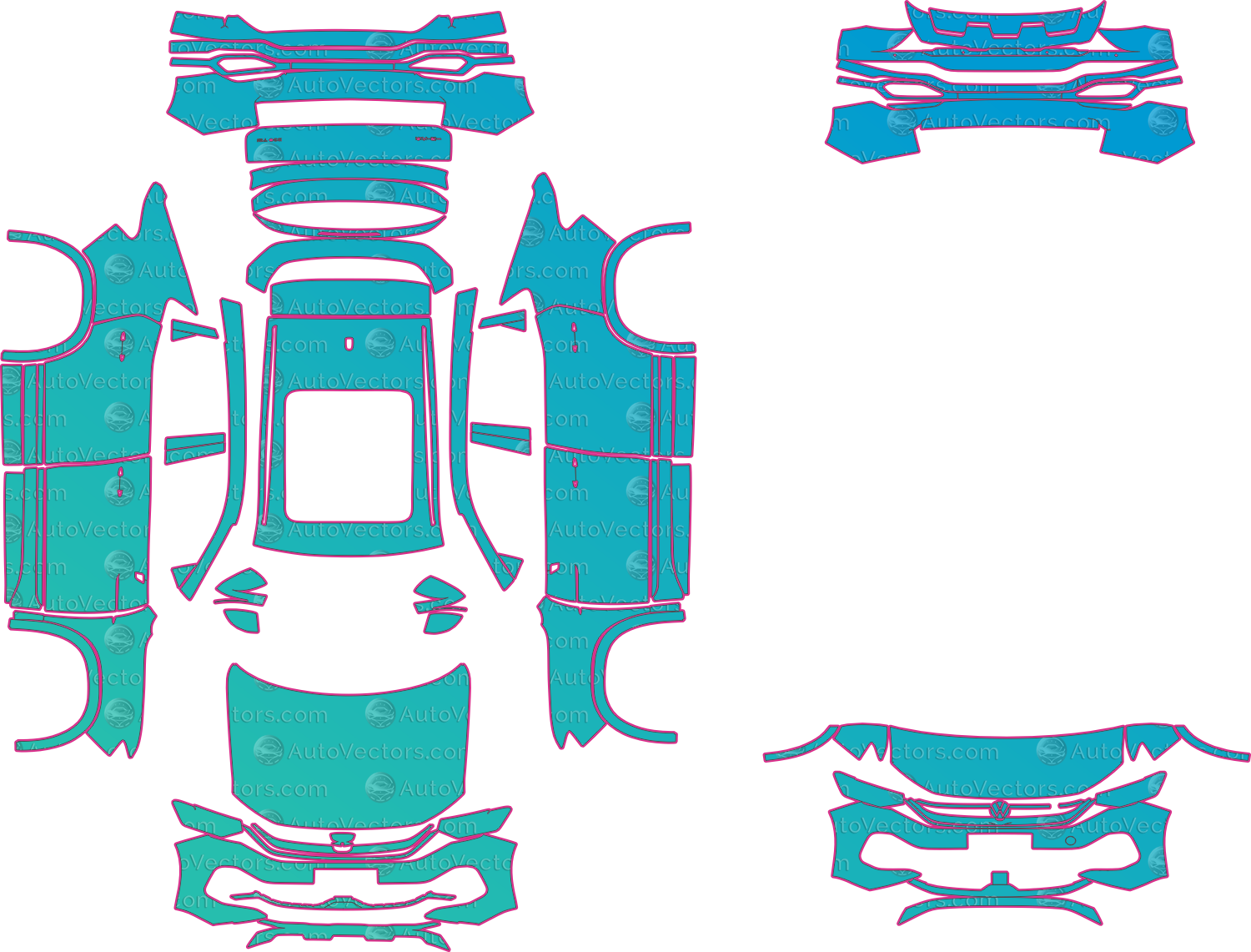 Volkswagen Tayron X 5N (From 2023) SUV – pre-cut PPF pattern templates, instant digital download vector cut files (CDR, AI, PDF, SVG)