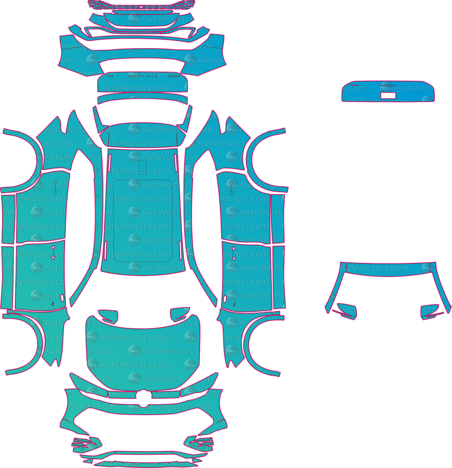 Volkswagen Tiguan L Pro CT1 R-Line (From 2024) SUV Pre-Cut PPF Pattern Templates – pre-cut PPF pattern templates, digital download vector files (CDR, AI, PDF, DXF, SVG)