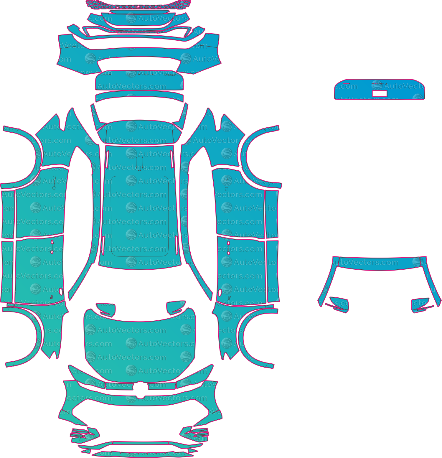 Volkswagen Tiguan L Pro CT1 R-Line (From 2024) SUV Pre-Cut PPF Pattern Templates – pre-cut PPF pattern templates, digital download vector files (CDR, AI, PDF, DXF, SVG)