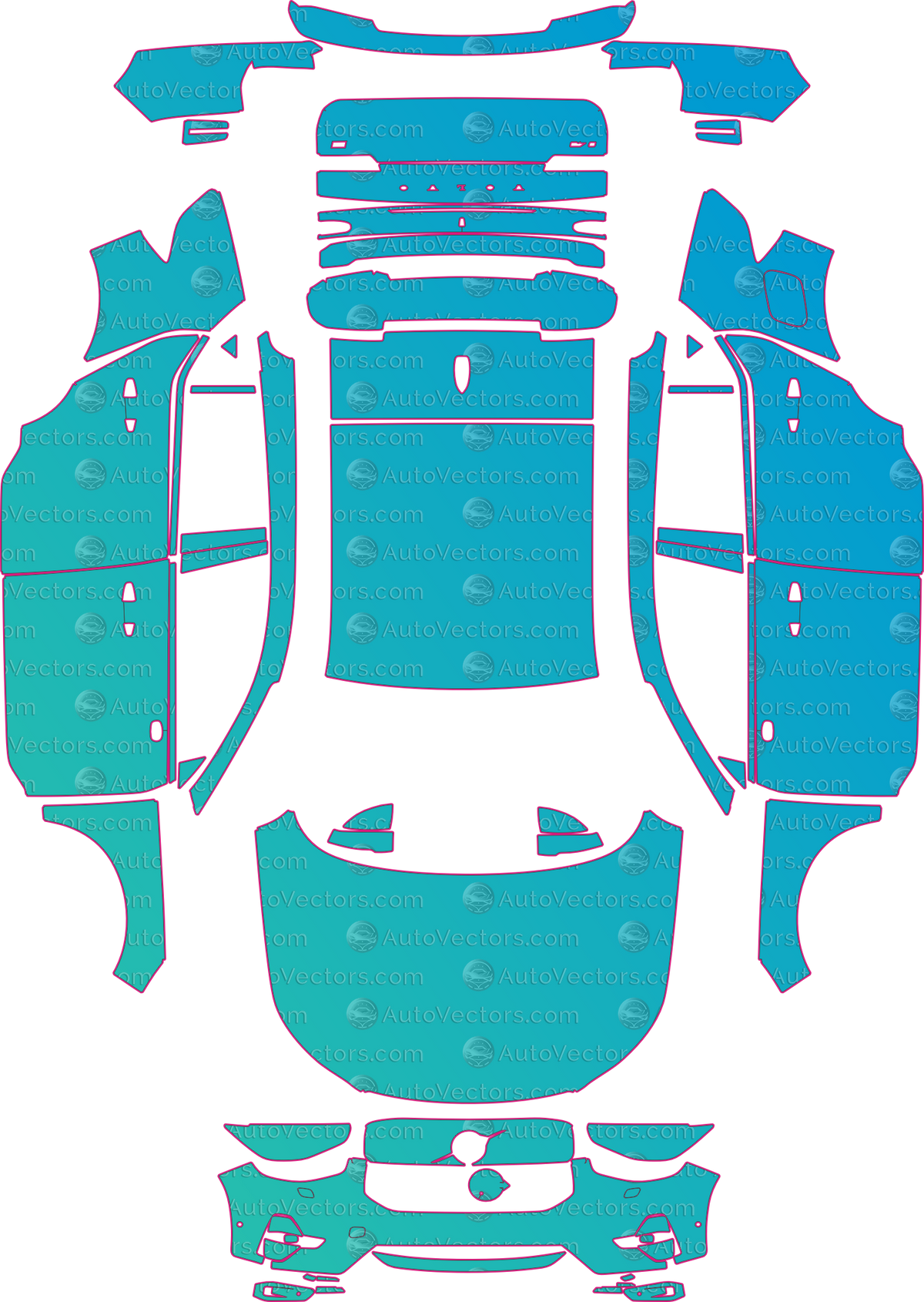 Volvo C40 Base (From 2022) SUV – pre-cut PPF pattern templates, instant digital download vector cut files (CDR, AI, PDF, SVG)