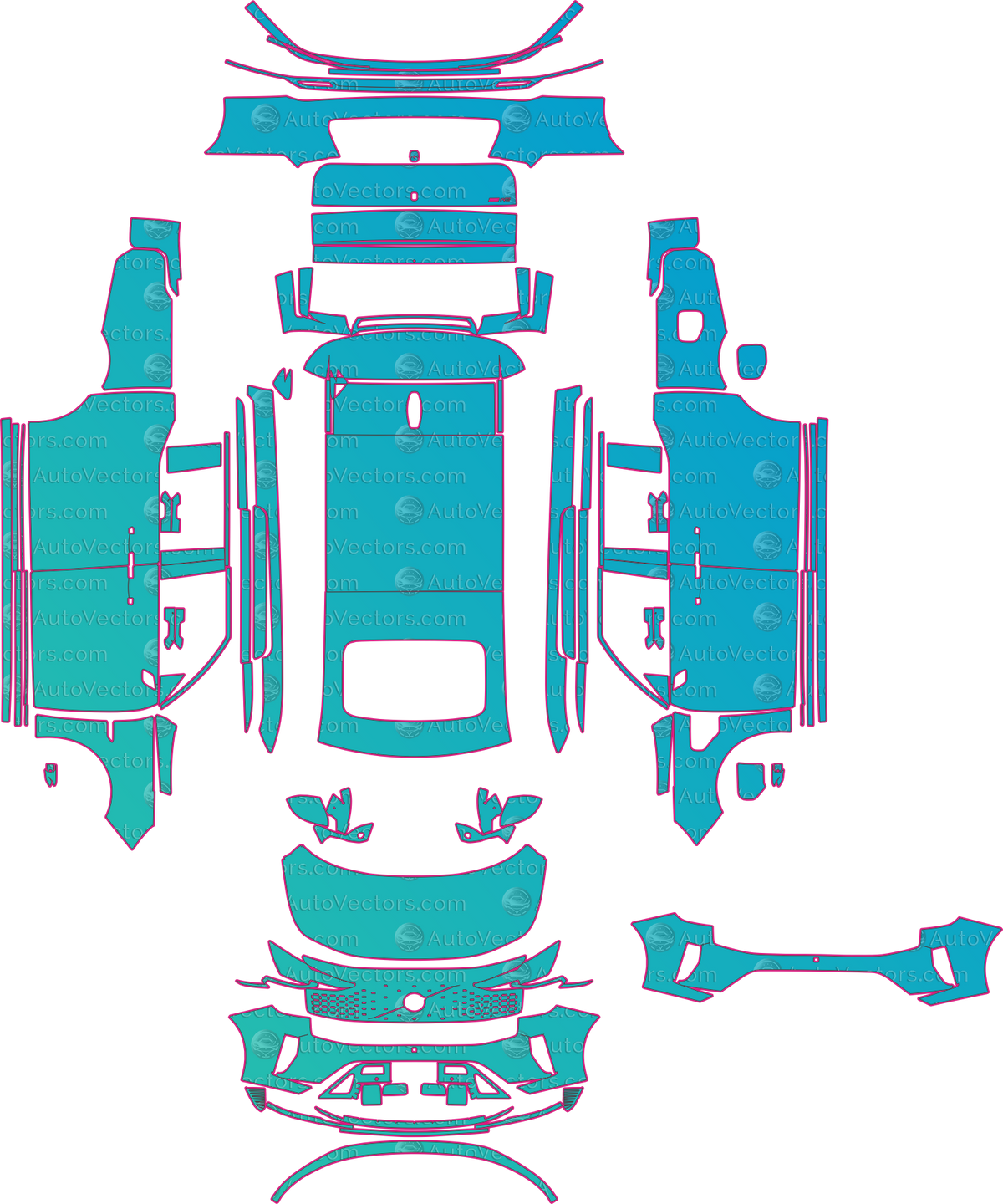 Volvo EM90 Base (From 2024) Van – pre-cut PPF pattern templates, instant digital download vector cut files (CDR, AI, PDF, SVG)