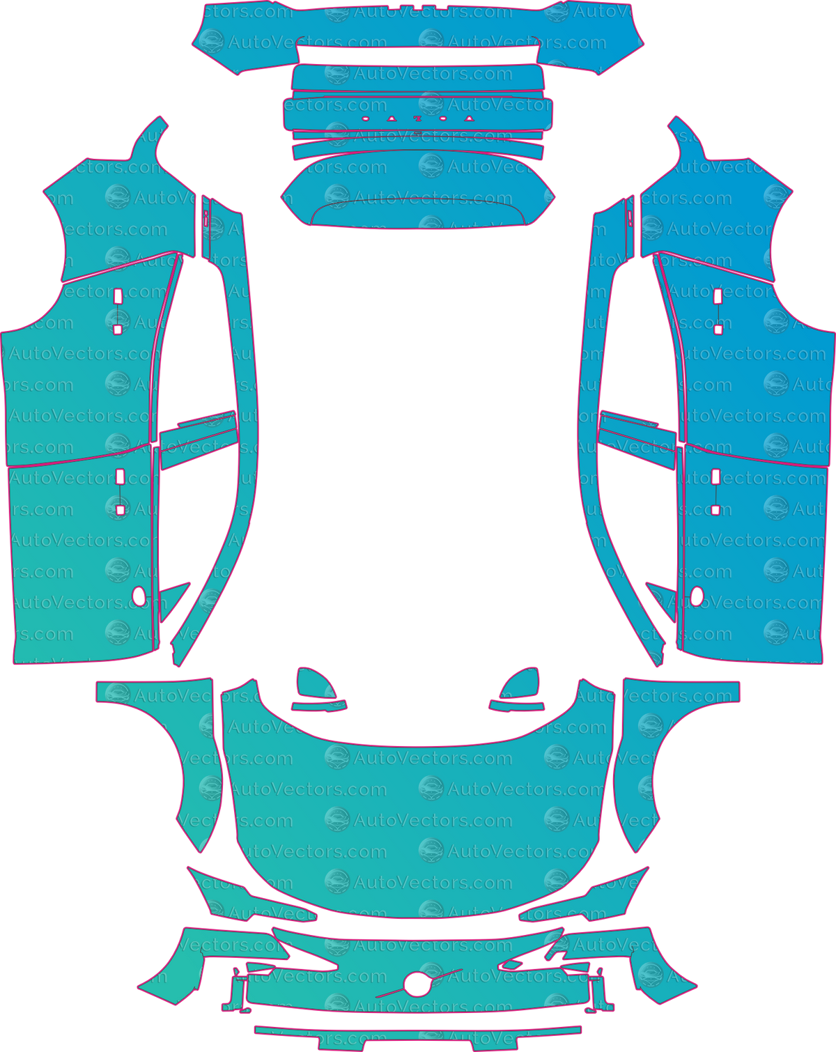 Volvo EX30 (From 2024) SUV – pre-cut PPF pattern templates, instant digital download vector cut files (CDR, AI, PDF, SVG)