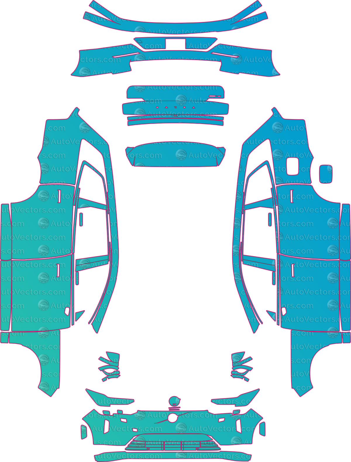 Volvo EX90 Base (From 2025) SUV – pre-cut PPF pattern templates, instant digital download vector cut files (CDR, AI, PDF, SVG)
