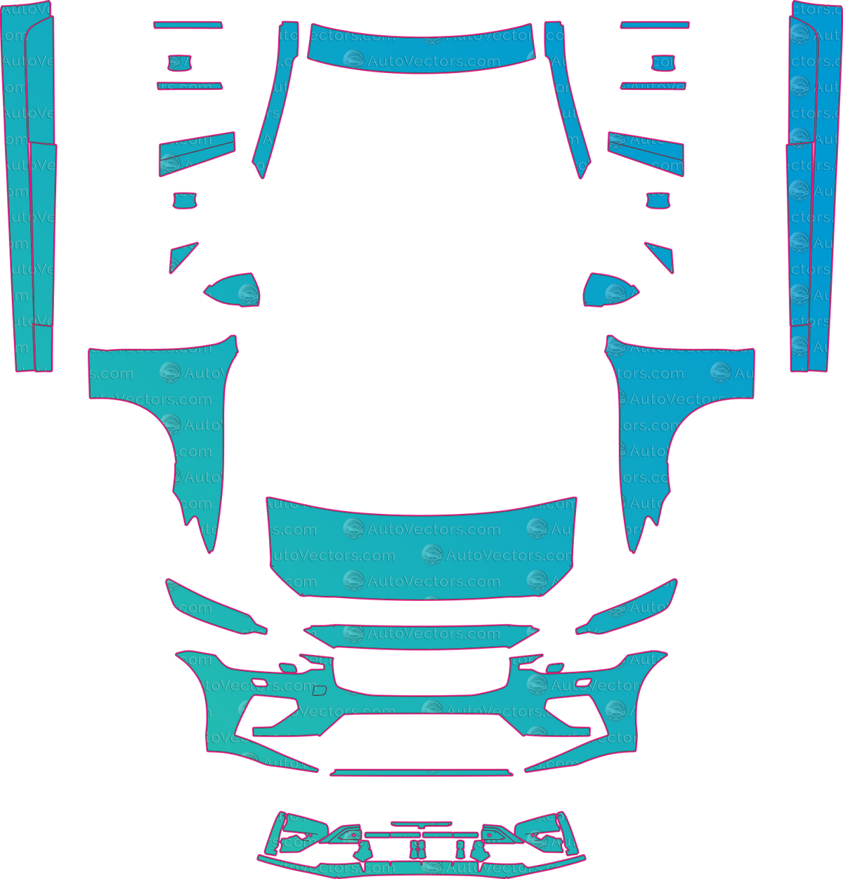 Volvo S60 Polestar Engineered (From 2020) Sedan – pre-cut PPF pattern templates, instant digital download vector cut files (CDR, AI, PDF, SVG)