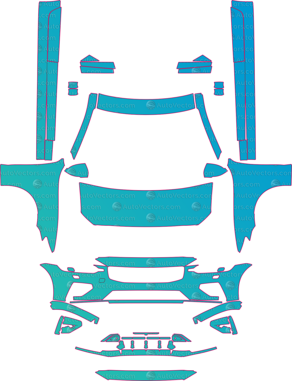 Volvo S60 Polestar Engineered Exterior Styling (From 2019) Sedan – pre-cut PPF pattern templates, instant digital download vector cut files (CDR, AI, PDF, SVG)