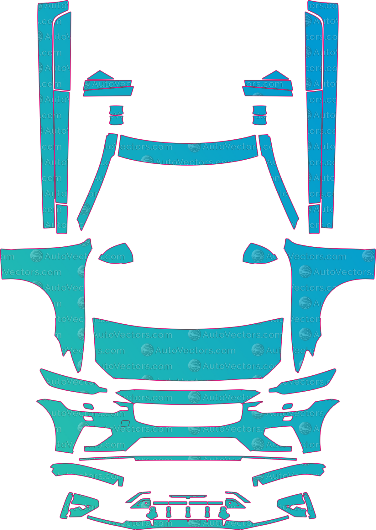 Volvo S60 R Design With Styling Kit (From 2019) Sedan – pre-cut PPF pattern templates, instant digital download vector cut files (CDR, AI, PDF, SVG)