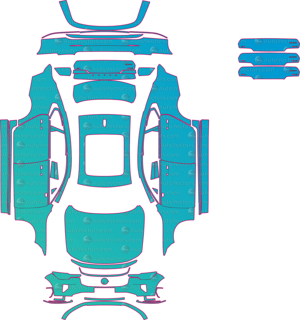 Volvo S90 Base (From 2025) Sedan – pre-cut PPF pattern templates, instant digital download vector cut files (CDR, AI, PDF, SVG)