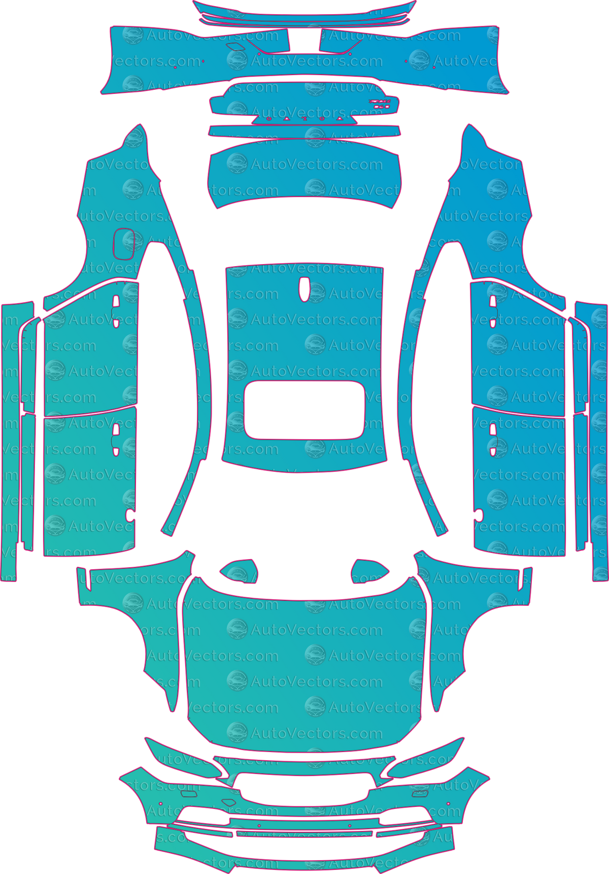 Volvo S90 Inscription (From 2020) Saloon – pre-cut PPF pattern templates, instant digital download vector cut files (CDR, AI, PDF, SVG)