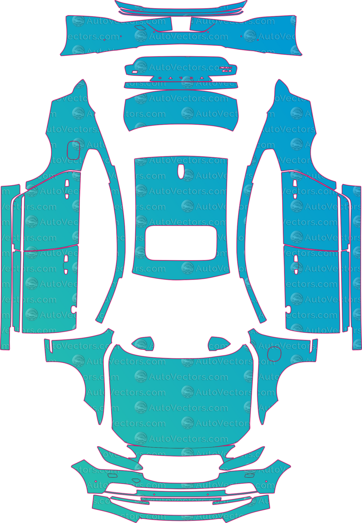 Volvo S90 Recharge Inscription (From 2022) Sedan – pre-cut PPF pattern templates, instant digital download vector cut files (CDR, AI, PDF, SVG)