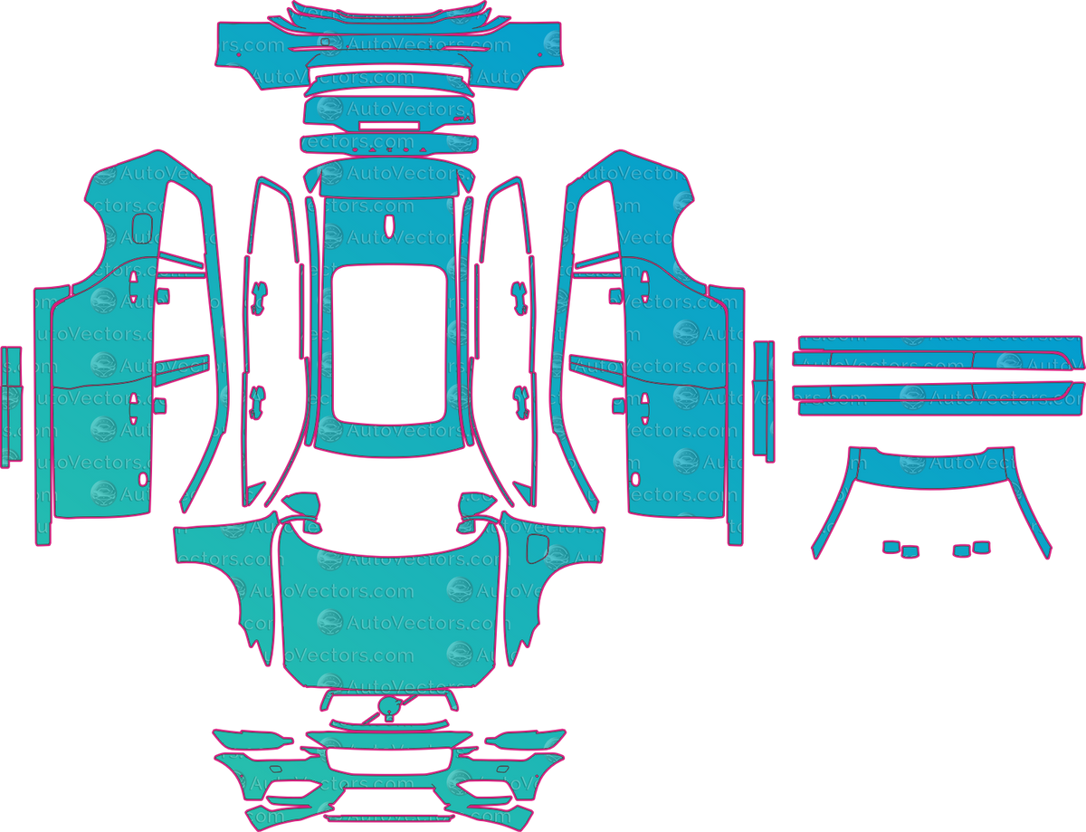 Volvo V60 Essential (From 2025) Wagon pre-cut PPF pattern layout