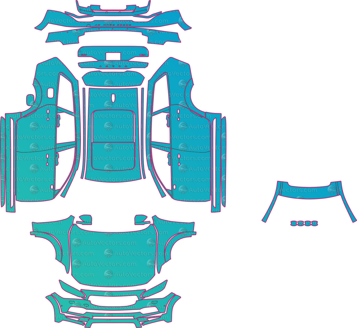 Volvo V90 Cross Country Base (From 2021) Wagon – pre-cut PPF pattern templates, instant digital download vector cut files (CDR, AI, PDF, SVG)