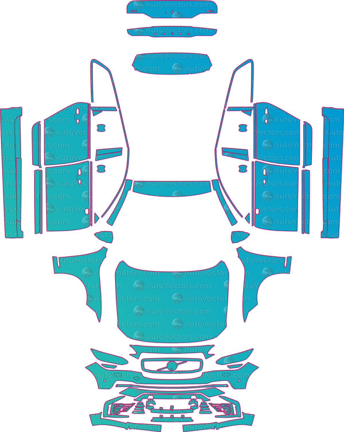 Volvo V90 R Design (From 2021) Estate – pre-cut PPF pattern templates, instant digital download vector cut files (CDR, AI, PDF, SVG)