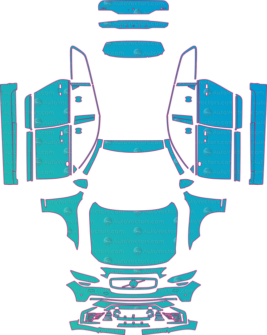 Volvo V90 R Design (From 2021) Estate – pre-cut PPF pattern templates, instant digital download vector cut files (CDR, AI, PDF, SVG)