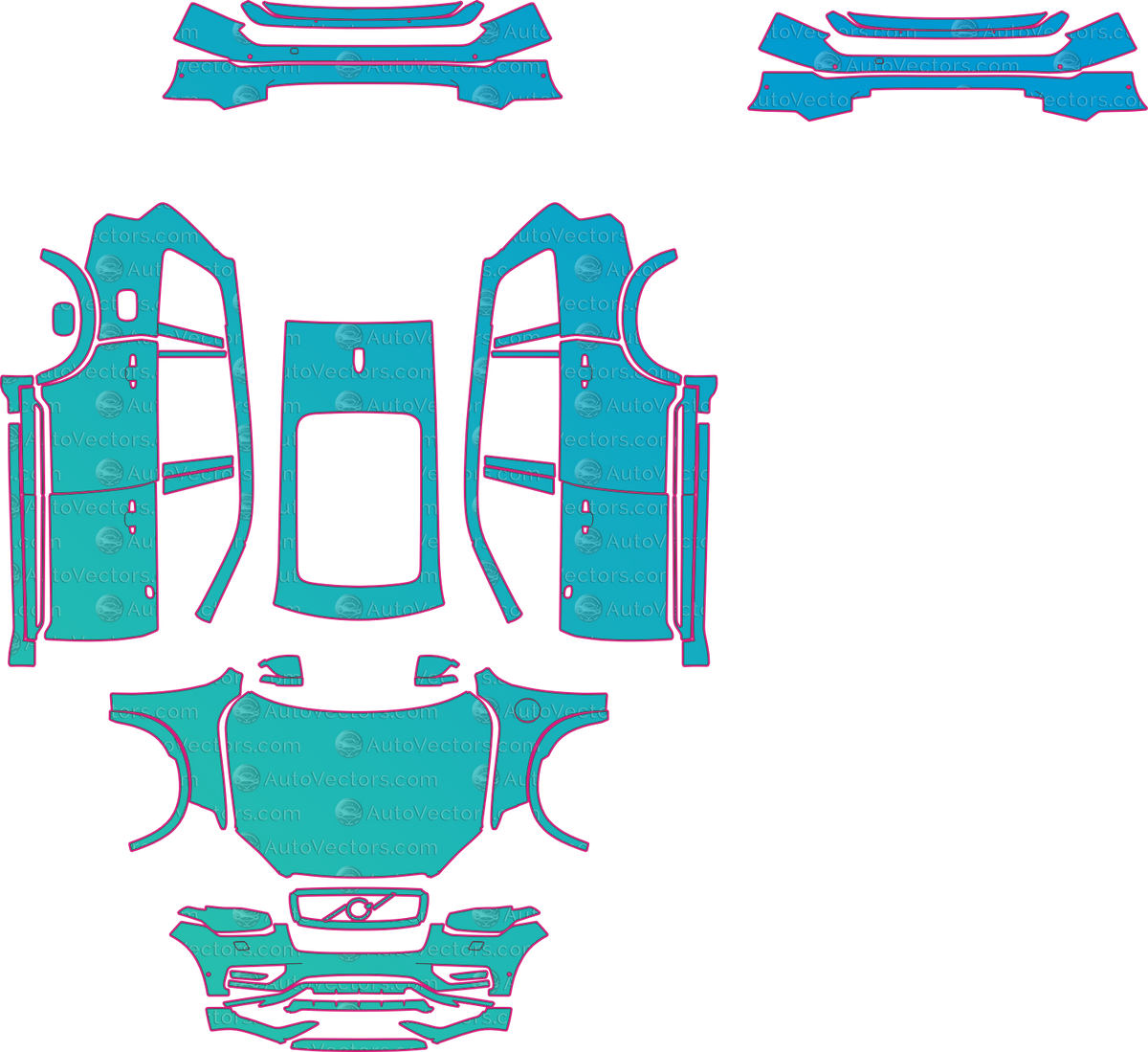 Volvo XC90 Recharge Plus Dark (From 2023) SUV – pre-cut PPF pattern templates, instant digital download vector cut files (CDR, AI, PDF, SVG)