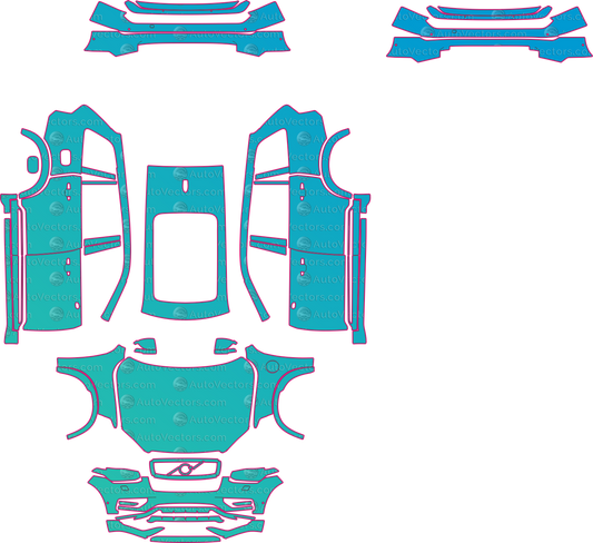 Volvo XC90 Recharge Plus Dark (From 2023) SUV – pre-cut PPF pattern templates, instant digital download vector cut files (CDR, AI, PDF, SVG)
