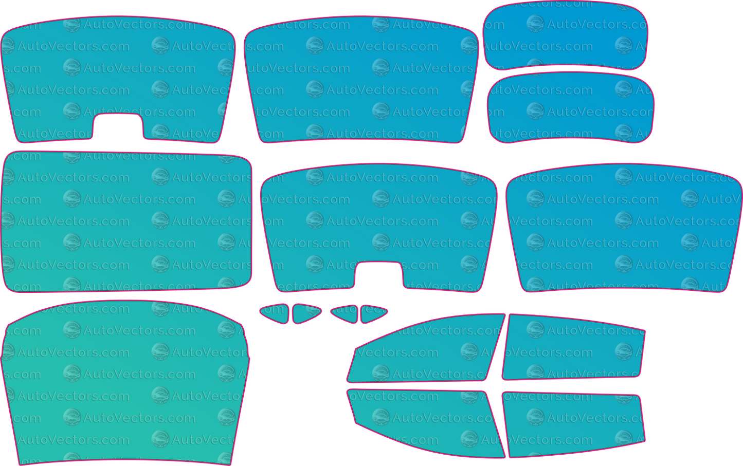 XPENG G7 (From 2025) SUV Window Tint Pre-cut Templates – window tint pre-cut templates, digital download vector files (CDR, AI, PDF, DXF, SVG)