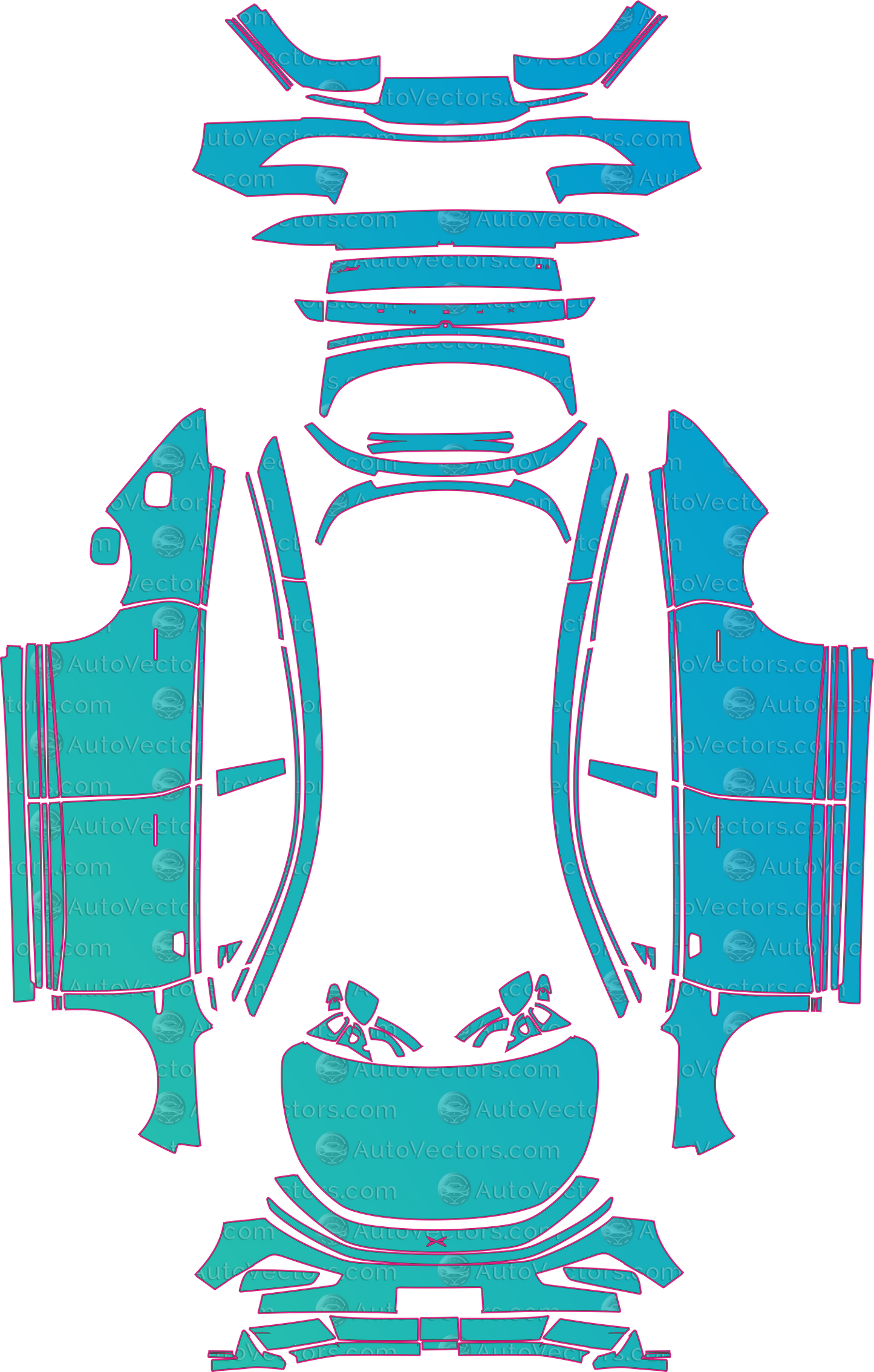 XPeng P7 (From 2026) Sedan – pre-cut PPF pattern templates, instant digital download vector cut files (CDR, AI, PDF, SVG)