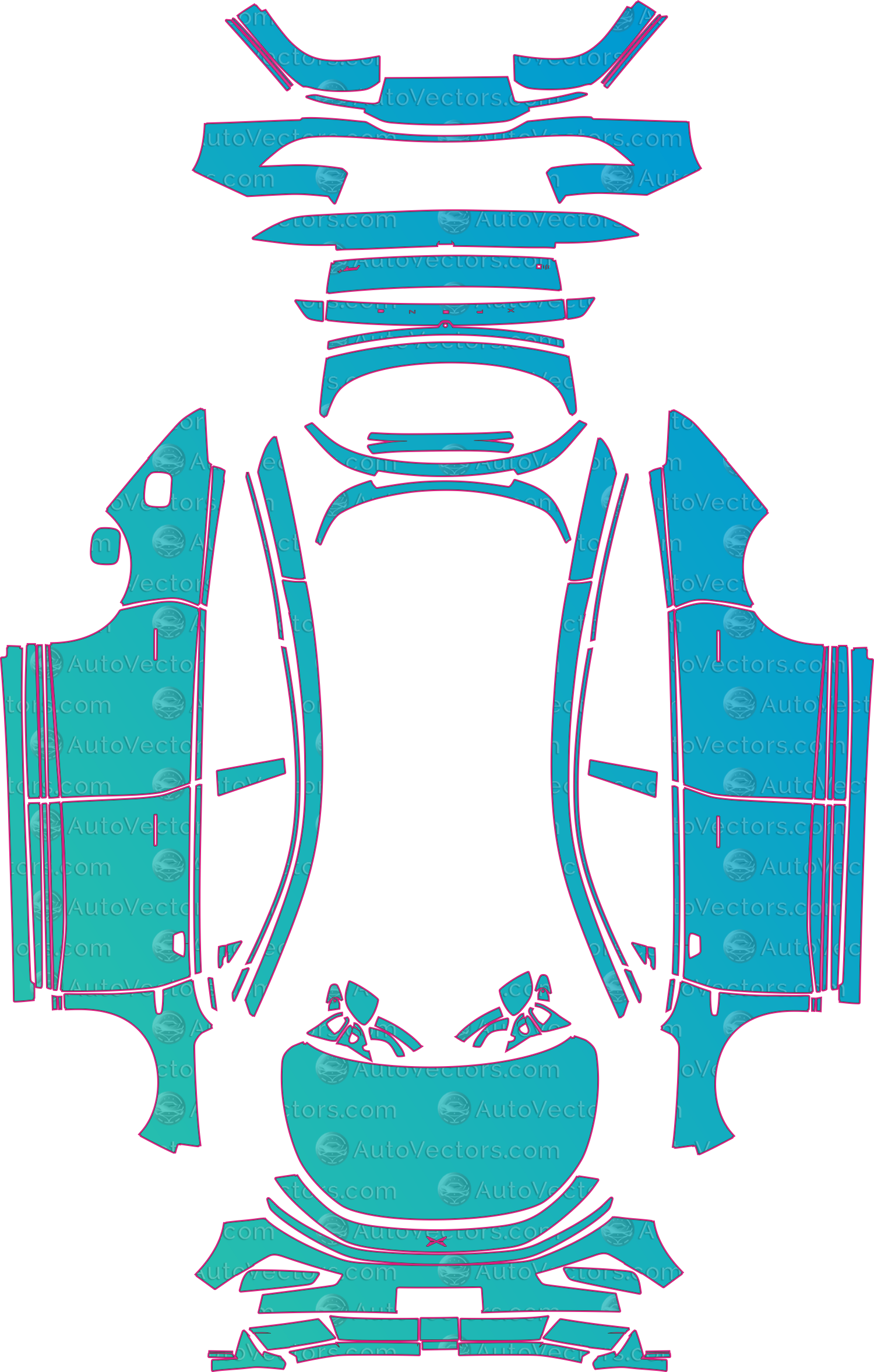 XPeng P7 (From 2026) Sedan – pre-cut PPF pattern templates, instant digital download vector cut files (CDR, AI, PDF, SVG)