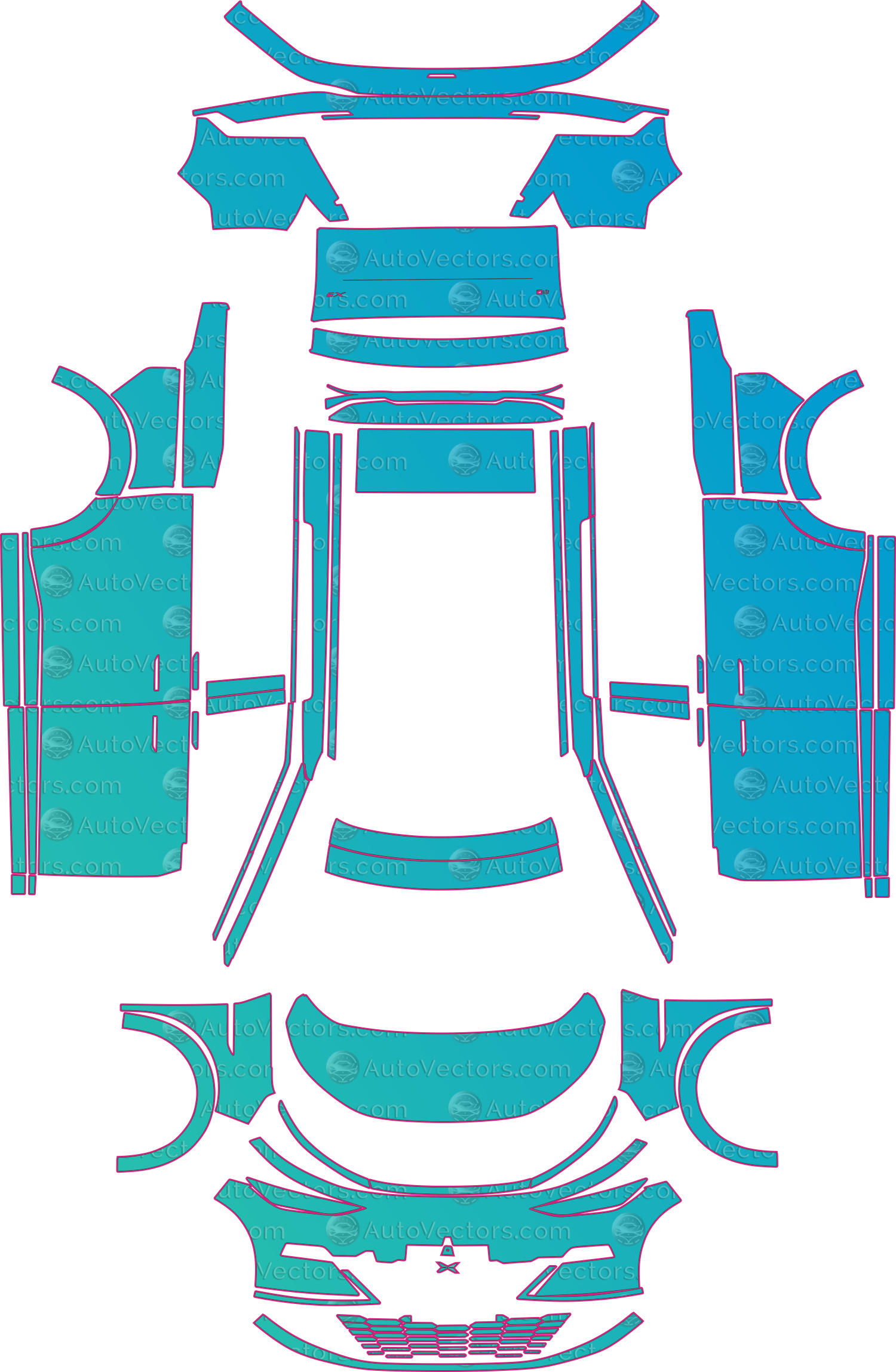 XPeng X9 (From 2024) Van – pre-cut PPF pattern templates, instant digital download vector cut files (CDR, AI, PDF, SVG)