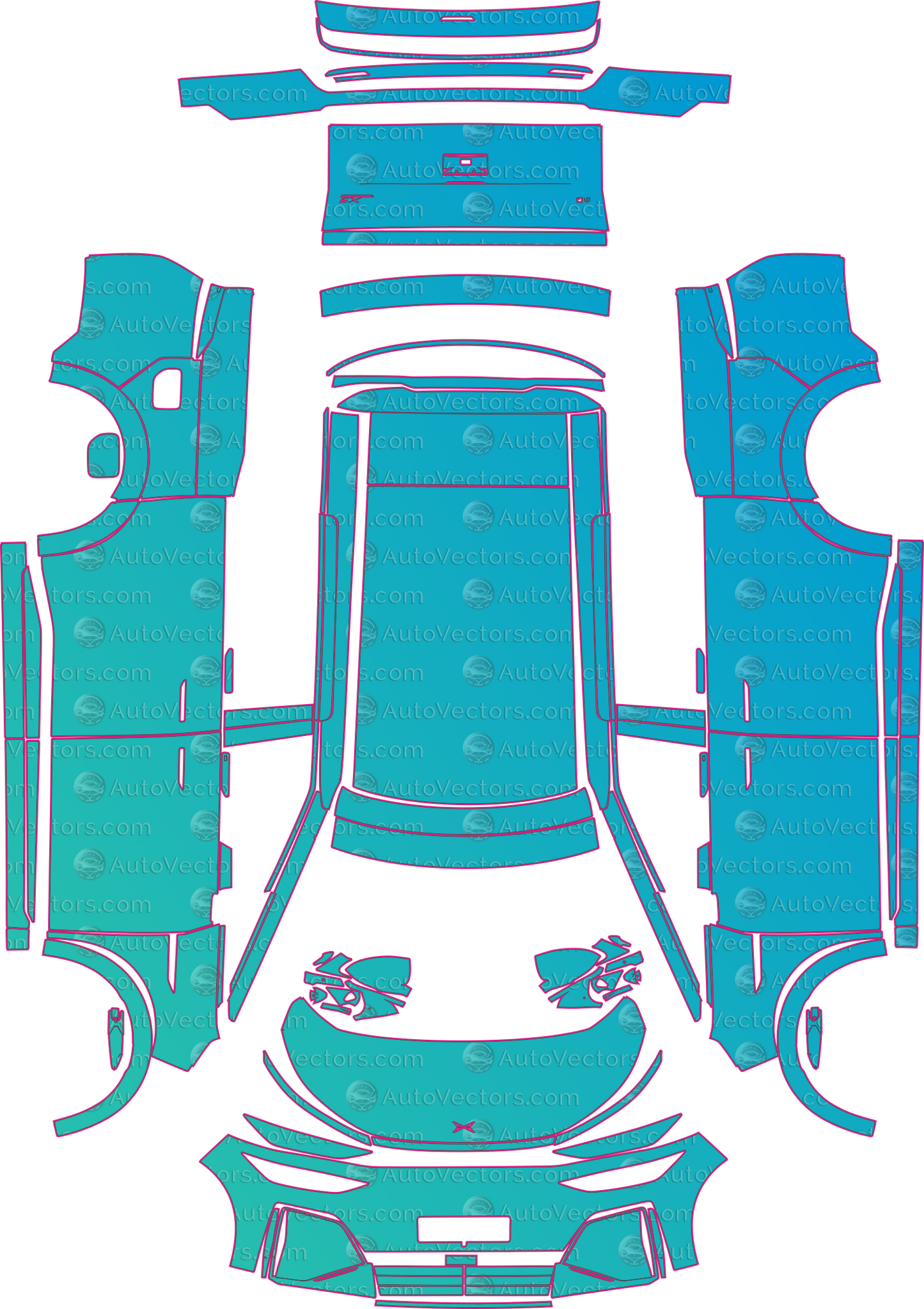 XPENG X9 (From 2026) Van – pre-cut PPF pattern templates, instant digital download vector cut files (CDR, AI, PDF, SVG)