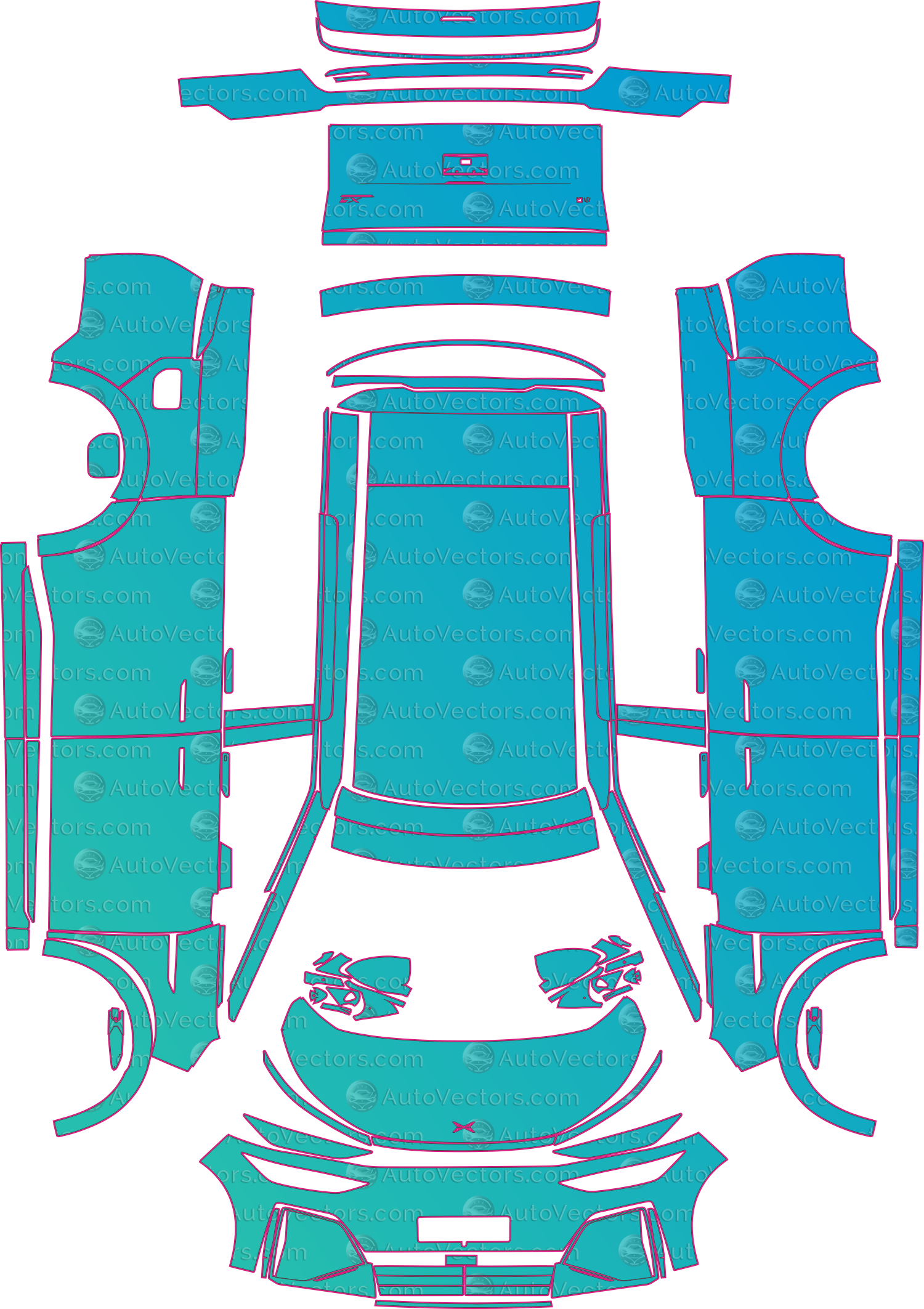 XPENG X9 (From 2026) Van – pre-cut PPF pattern templates, instant digital download vector cut files (CDR, AI, PDF, SVG)