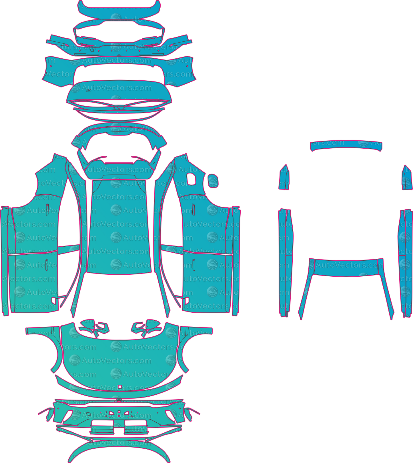Zeekr 7GT EU (From 2026) Hatchback – pre-cut PPF pattern templates, instant digital download vector cut files (CDR, AI, PDF, SVG)