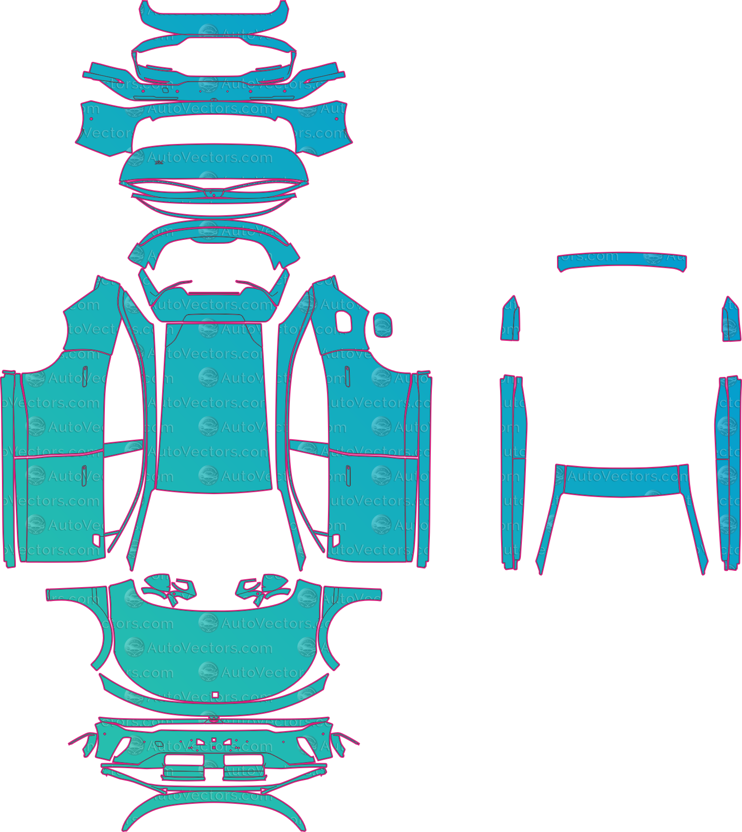 Zeekr 7GT EU (From 2026) Hatchback – pre-cut PPF pattern templates, instant digital download vector cut files (CDR, AI, PDF, SVG)