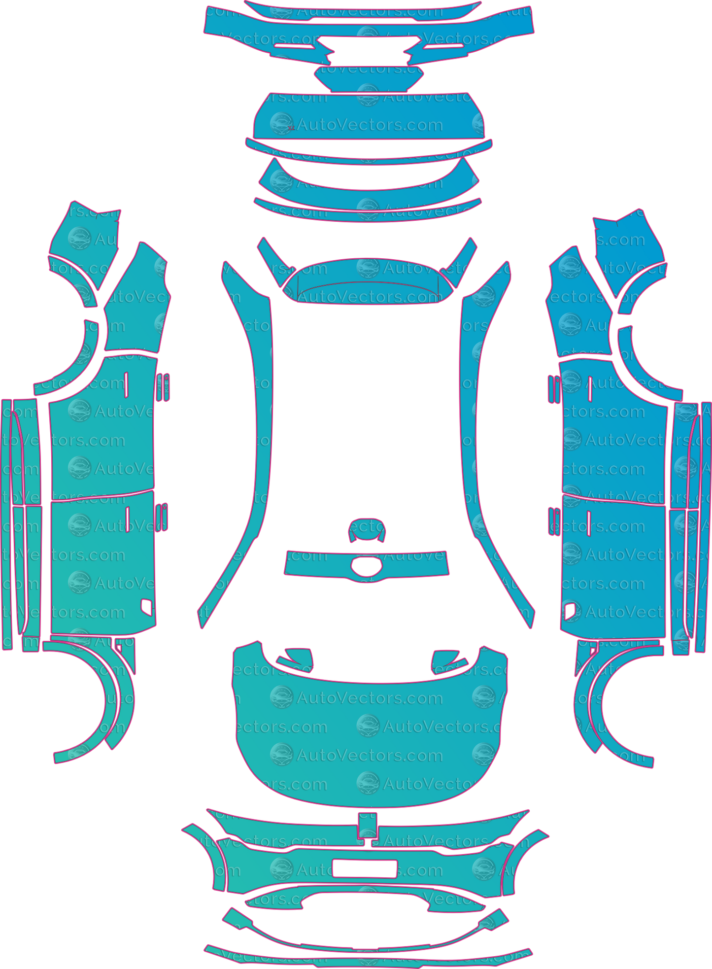 Zeekr 7X Base (From 2024) SUV – pre-cut PPF pattern templates, instant digital download vector cut files (CDR, AI, PDF, SVG)