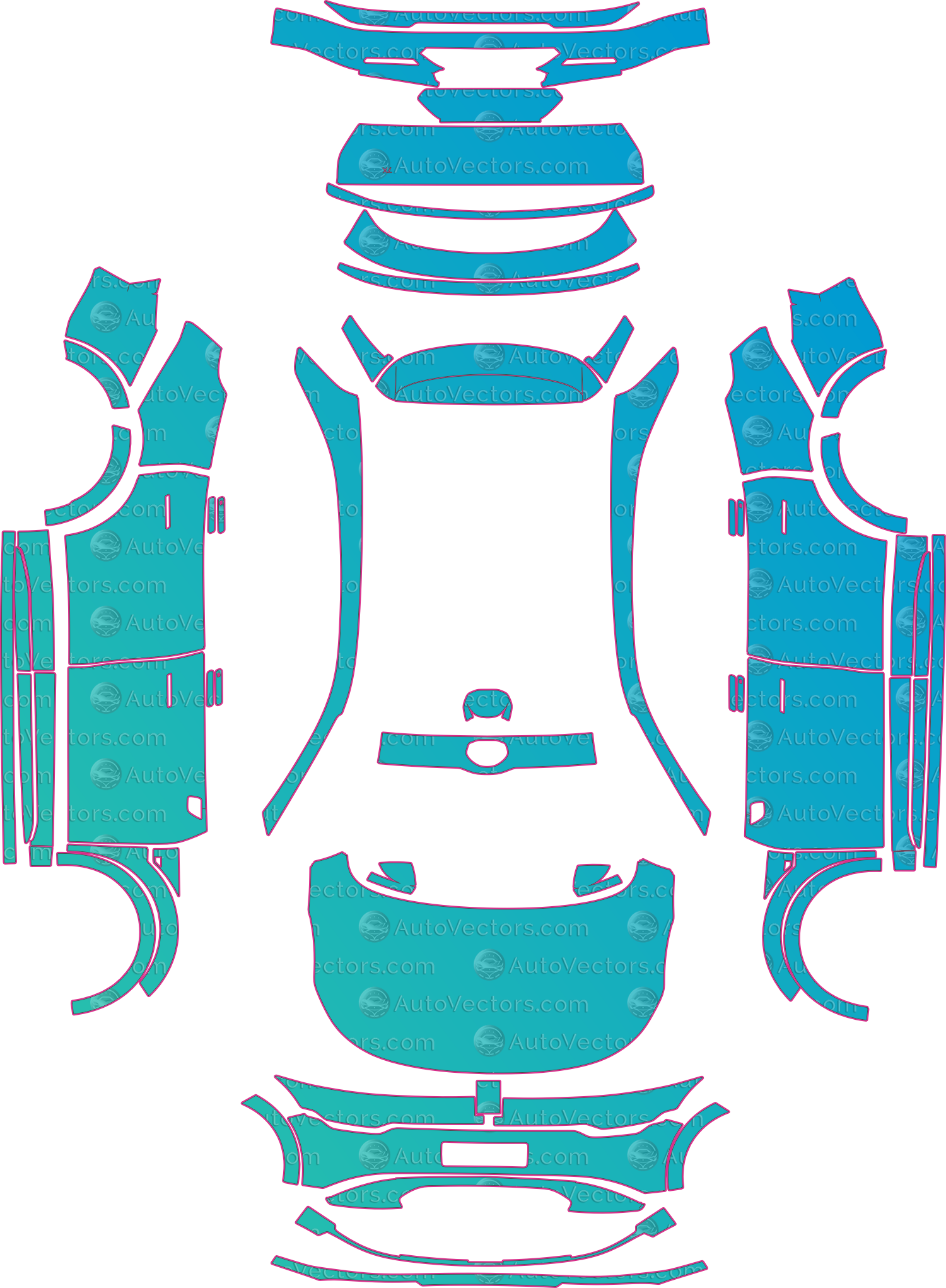 Zeekr 7X Base (From 2024) SUV – pre-cut PPF pattern templates, instant digital download vector cut files (CDR, AI, PDF, SVG)