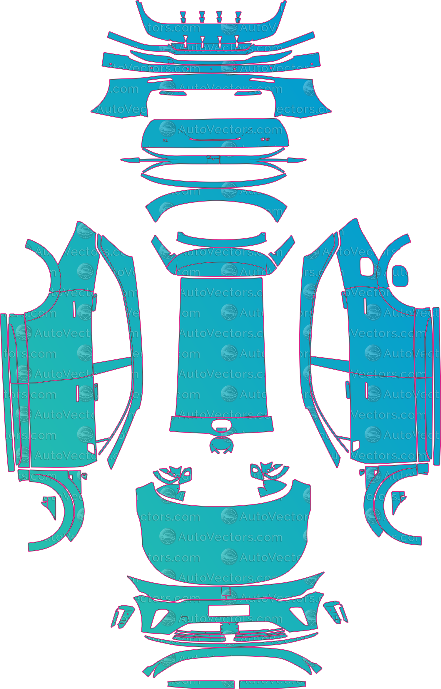 Zeekr 7X Base (From 2025) SUV – pre-cut PPF pattern templates, instant digital download vector cut files (CDR, AI, PDF, SVG)